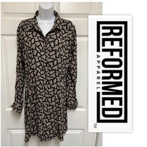 REFORMED Taupe/Black Buttoned Dress